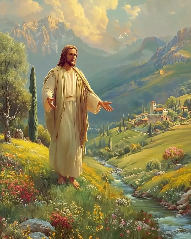 Malowanie po Numerach - Jezus w Zielonej Dolinie