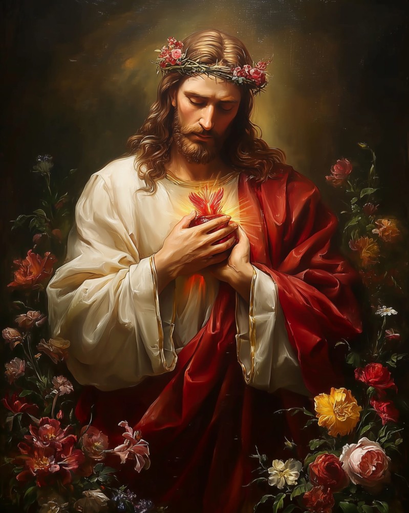 Malowanie po Numerach - Jezus w Ogrodzie Serca