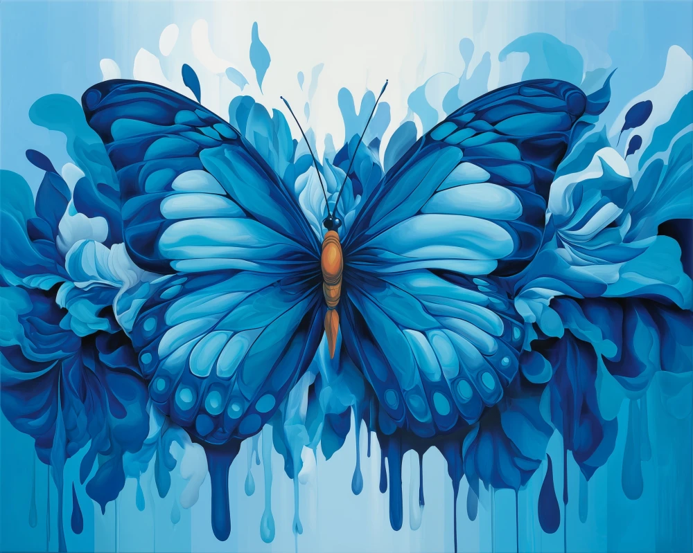 Haft Diamentowy - Szafirowy Motyl