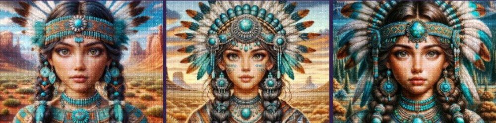 Haft Diamentowy Diamond Painting Mozaika Diamentowa Zestaw DIY 5D Piękna Indianka Tryptyk 2.jpg