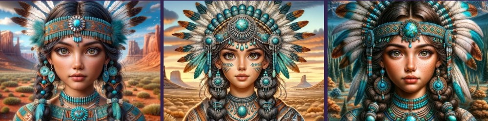 Haft Diamentowy - Piękna Indianka - Zestaw 3 szt