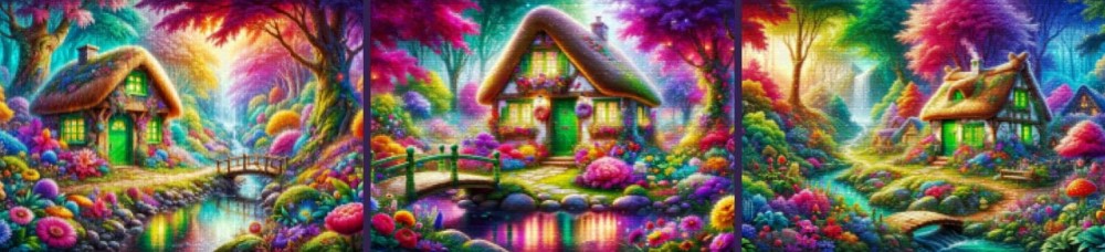 Haft Diamentowy Diamond Painting Mozaika Diamentowa Zestaw DIY 5D Baśniowy Domek Tryptyk 2.jpg