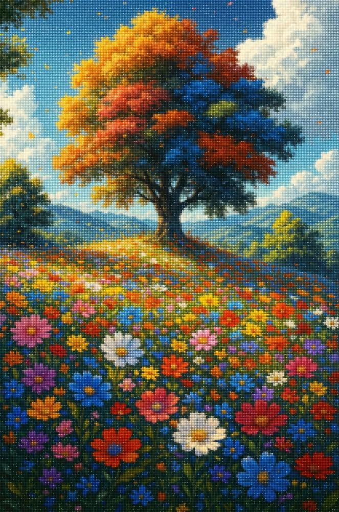 Haft Diamentowy Diamond Painting Zestaw Wzgórze Kwiatów 4x6 03_01