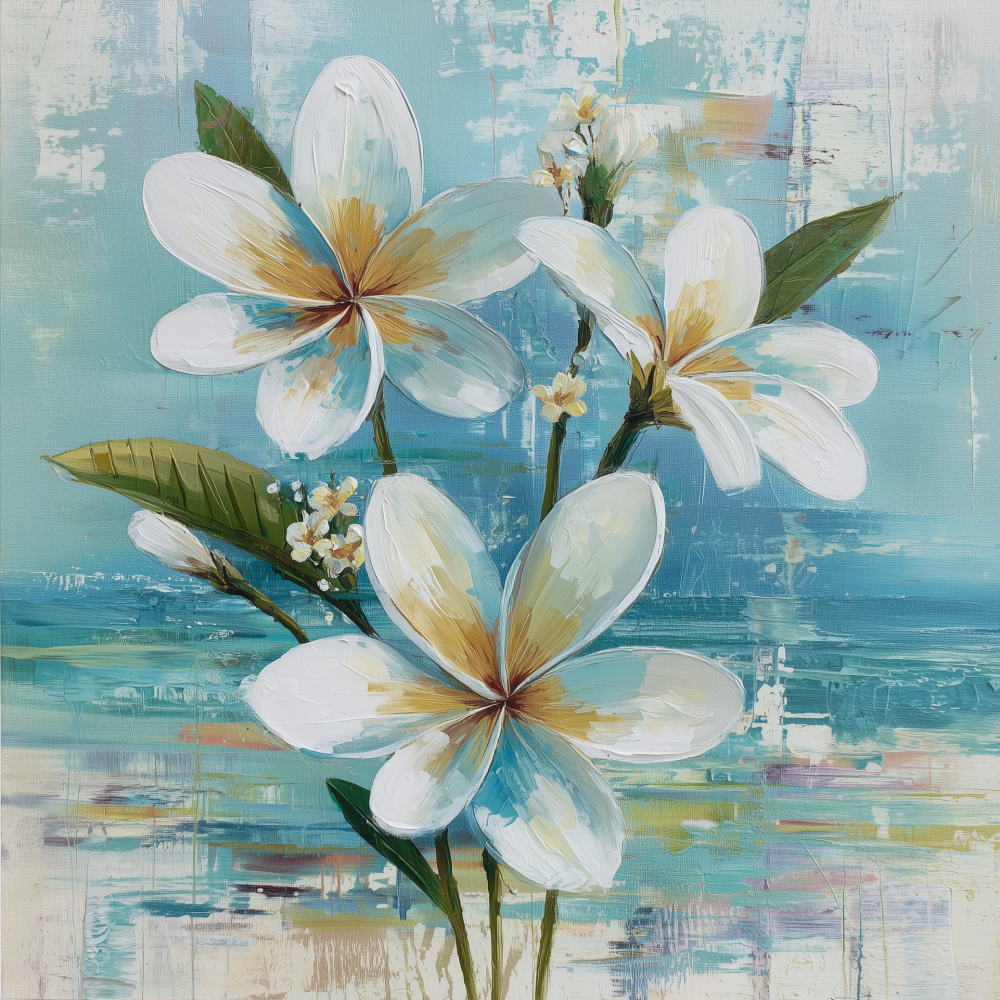 Haft Diamentowy - Biała Plumeria