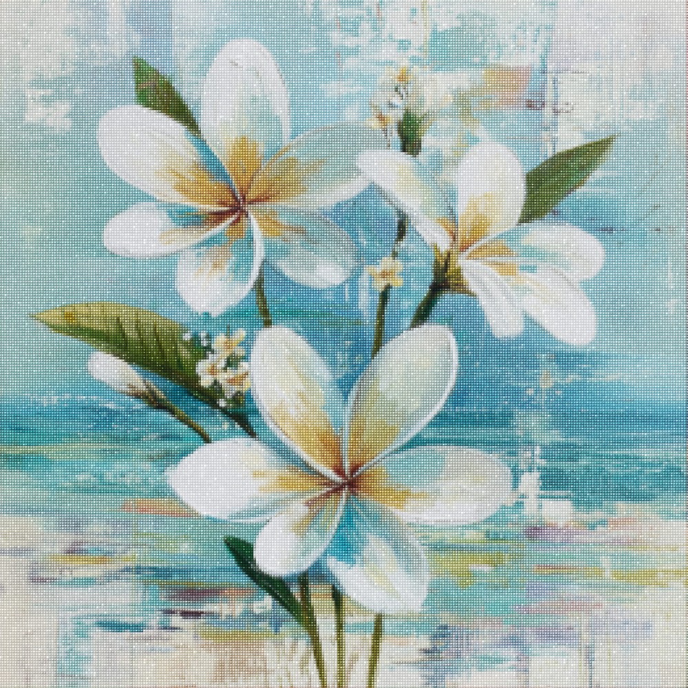 Haft Diamentowy Diamond Painting Zestaw Biała Plumeria_02
