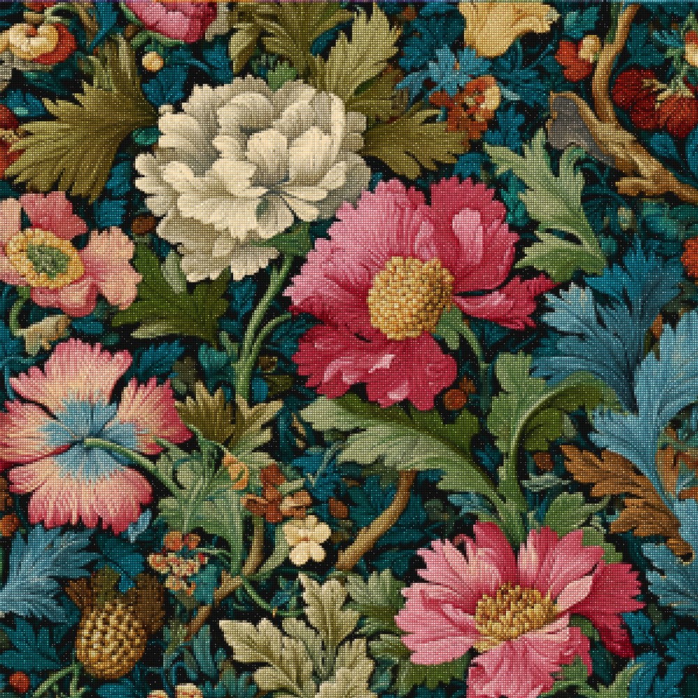 Haft Diamentowy Diamond Painting Zestaw Retro Botanika 01_02