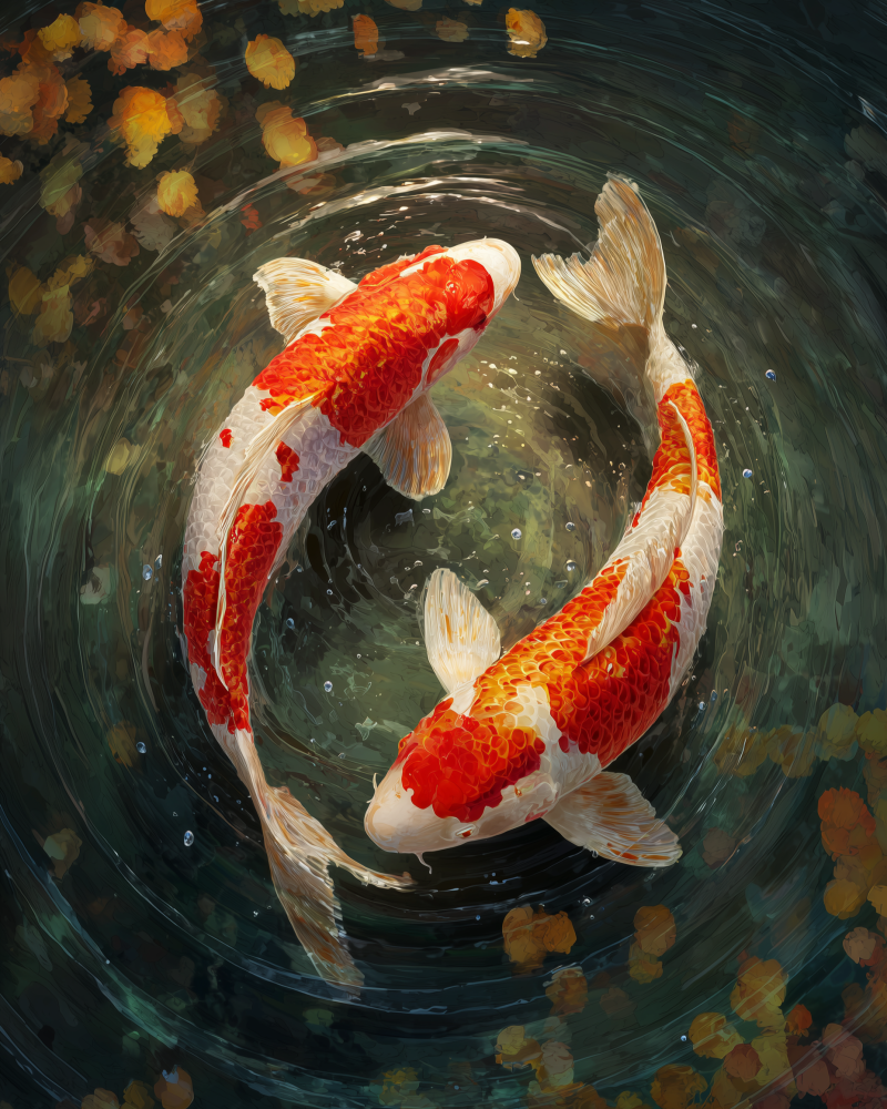 Haft Diamentowy - Rybki Koi