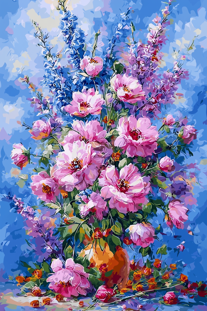Haft Diamentowy Diamond Painting Zestaw Różowy Bukiet 4x6_01