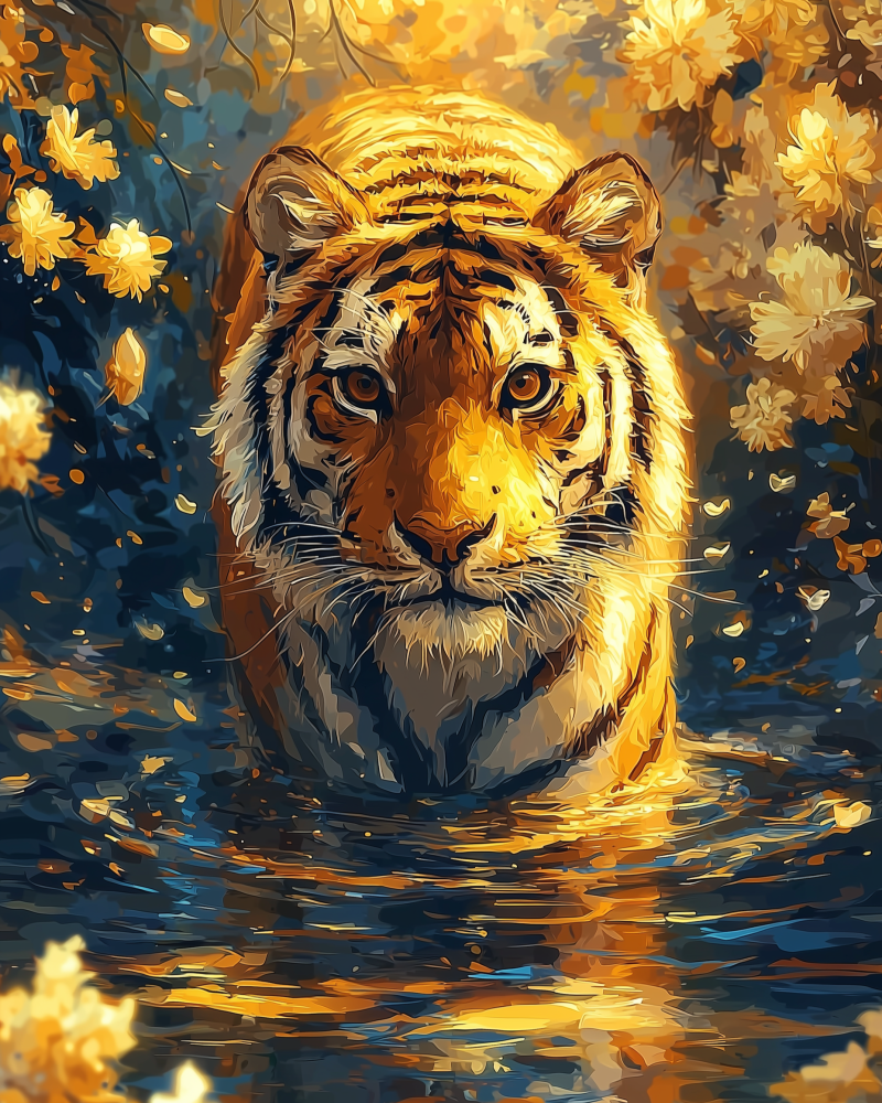 Malowanie po Numerach Zestaw Złocisty Tygrys 4x5_01