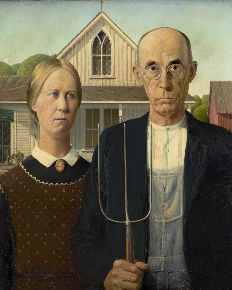 Haft Diamentowy - Grant Wood American Gothic