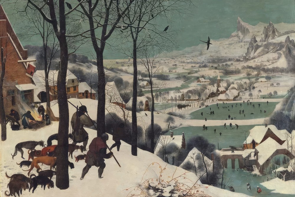 Haft Diamentowy - Pieter Bruegel the Elder  Myśliwi na śniegu