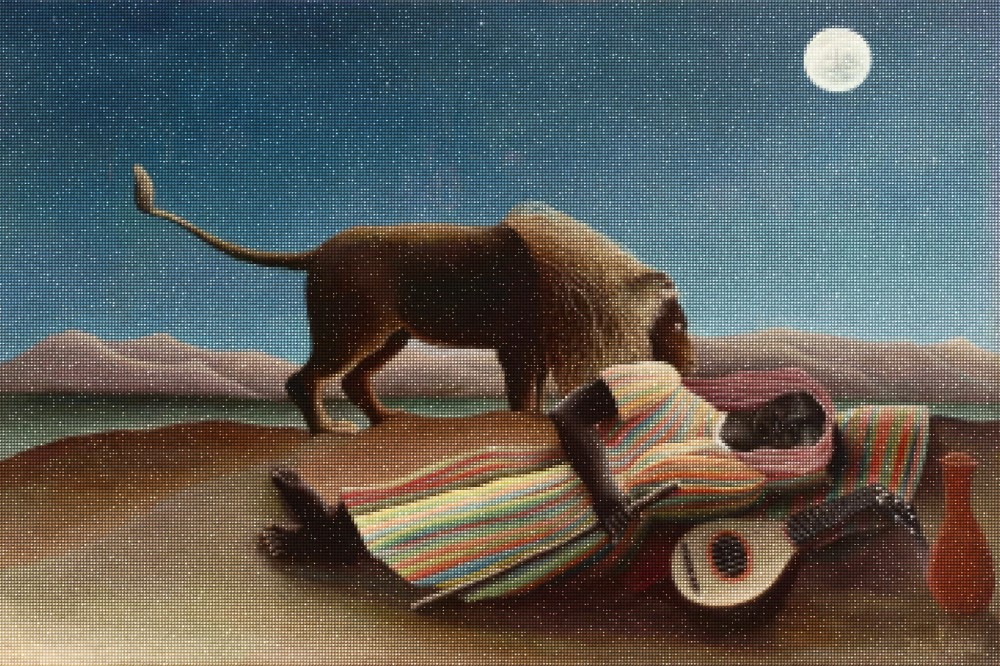 Haft Diamentowy Diamond Painting Zestaw Śpiąca Cyganka Henri Rousseau 4x6_2.jpg