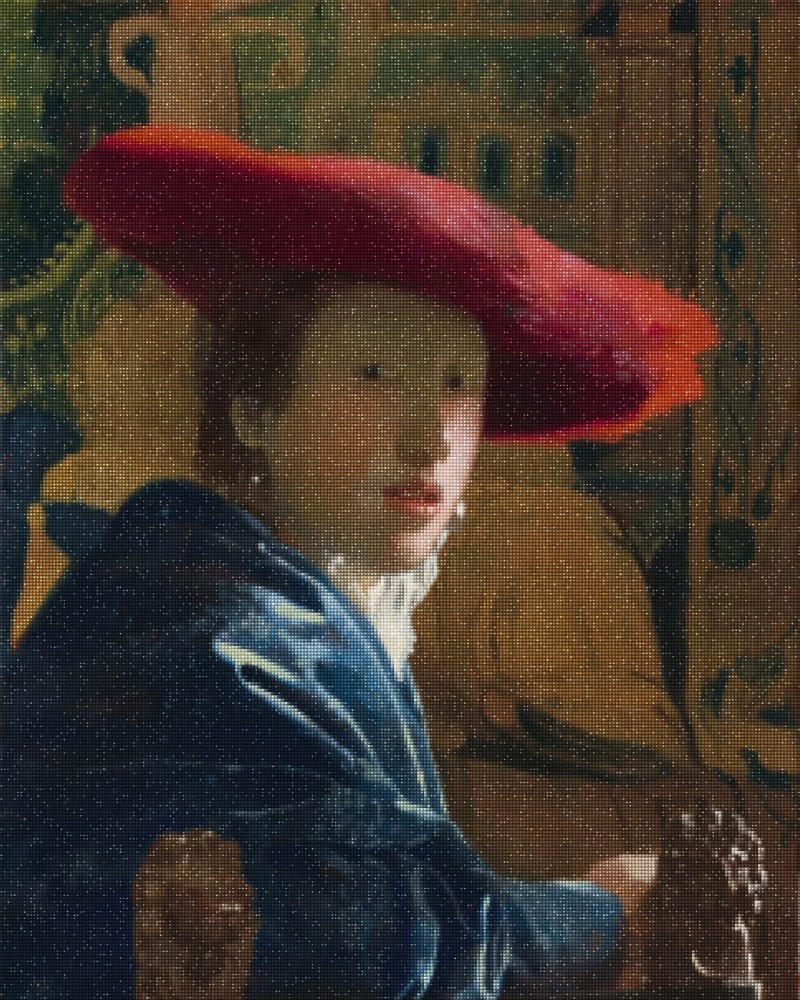 Haft Diamentowy Diamond Painting Zestaw Dziewczyna w czerwonym kapeluszu Johannes Vermeer 4x5_2.jpg