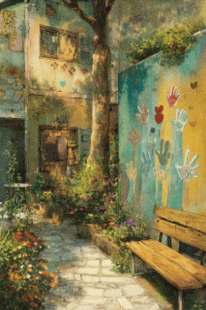 Haft Diamentowy Diamond Painting Zestaw Kolorowe Podwórko 4x6_02_s.jpg