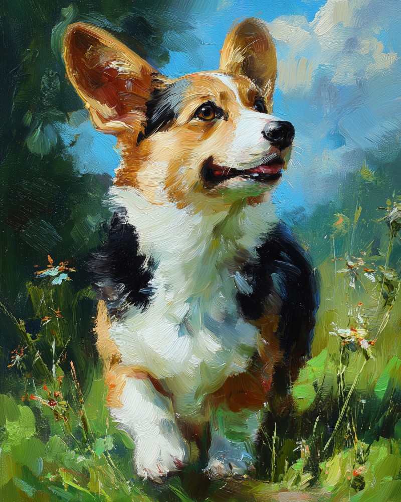 Haft Diamentowy - Letni Corgi