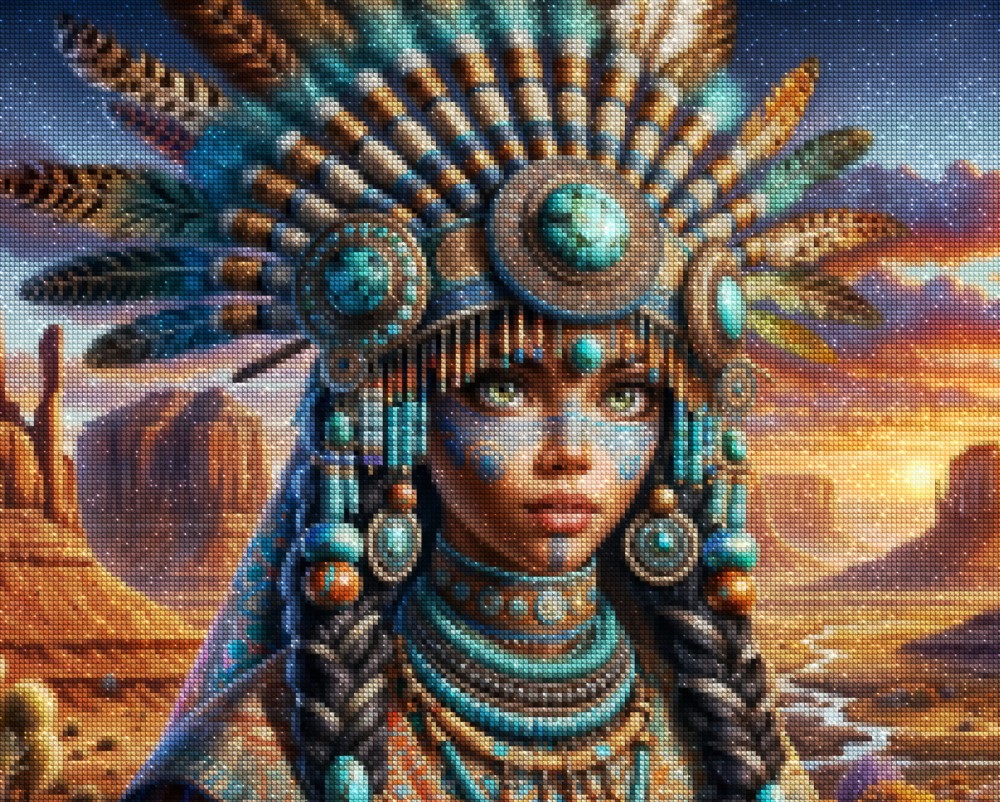Haft Diamentowy Diamond Painting Mozaika Diamentowa Zestaw DIY 5D Piękna Indianka 04_2.jpg