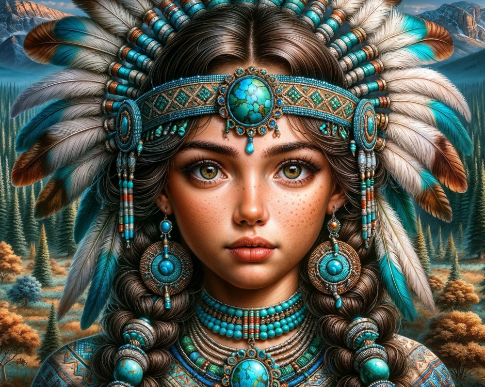Haft Diamentowy Diamond Painting Mozaika Diamentowa Zestaw DIY 5D Piękna Indianka 01_1.jpg