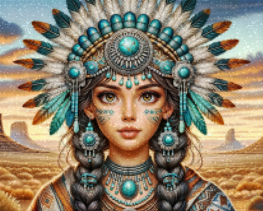 Haft Diamentowy Diamond Painting Mozaika Diamentowa Zestaw DIY 5D Piękna Indianka 03_2.jpg
