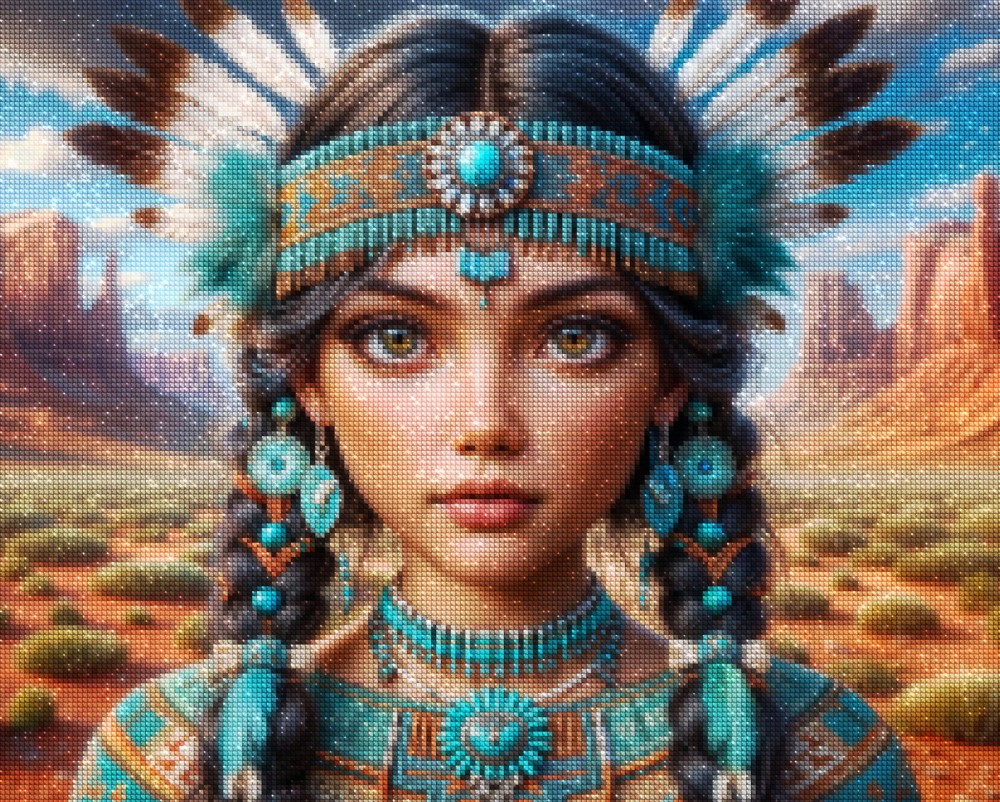 Haft Diamentowy Diamond Painting Mozaika Diamentowa Zestaw DIY 5D Piękna Indianka 02_2.jpg