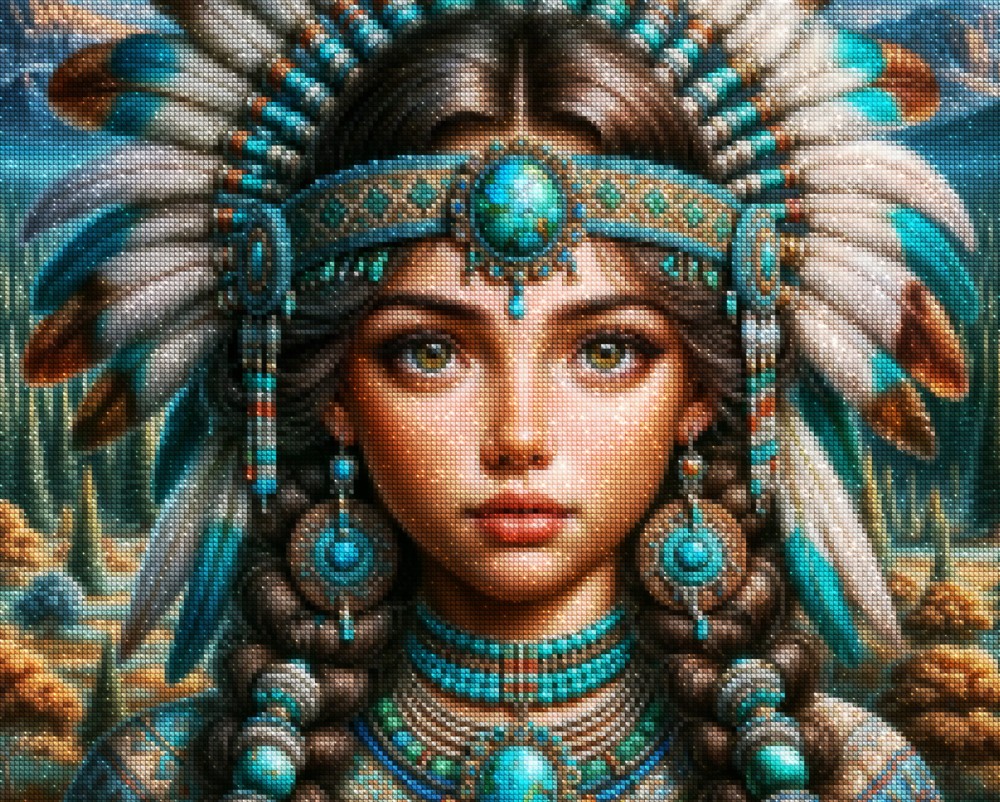 Haft Diamentowy Diamond Painting Mozaika Diamentowa Zestaw DIY 5D Piękna Indianka 01_2.jpg