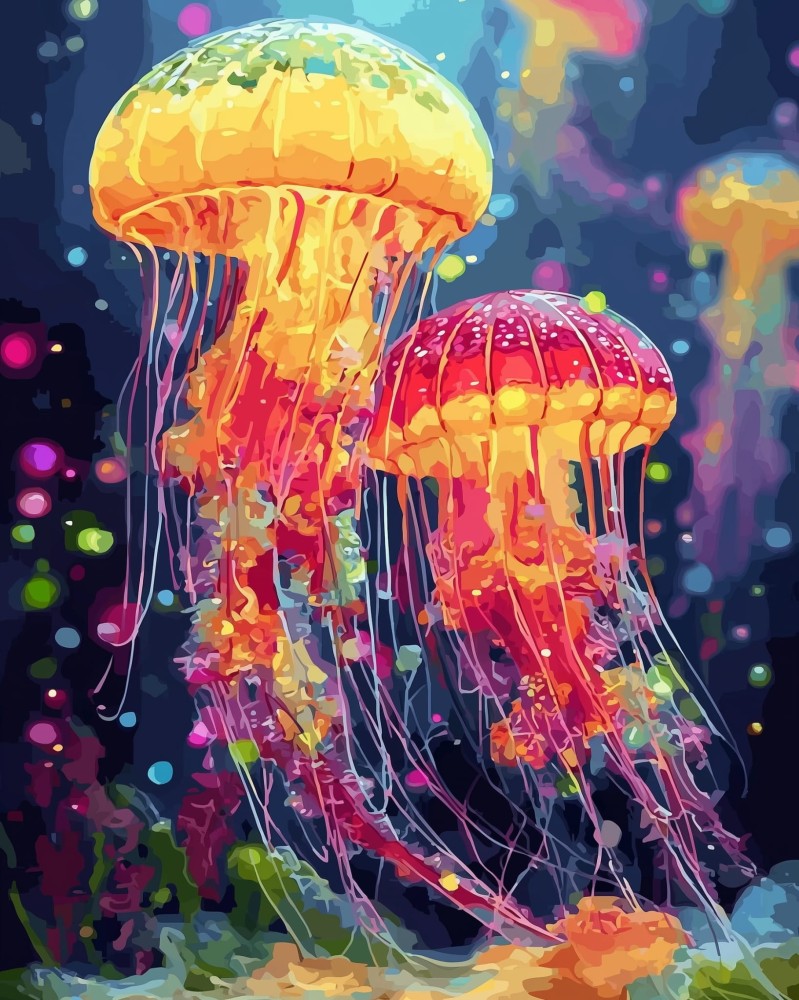 Haft Diamentowy - Neonowe Meduzy 02