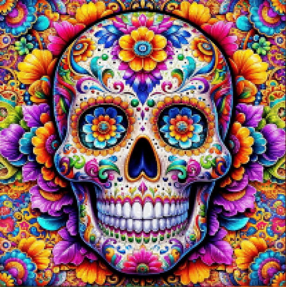 Haft Diamentowy Diamond Painting Mozaika Diamentowa Zestaw DIY 5D Meksykańska Czaszka 03_2.jpg