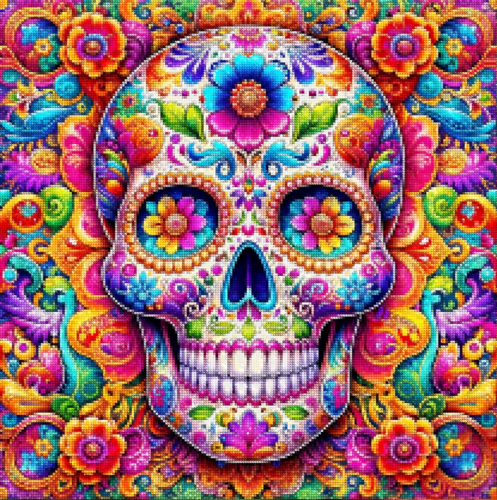 Haft Diamentowy Diamond Painting Mozaika Diamentowa Zestaw DIY 5D Meksykańska Czaszka 02_2.jpg